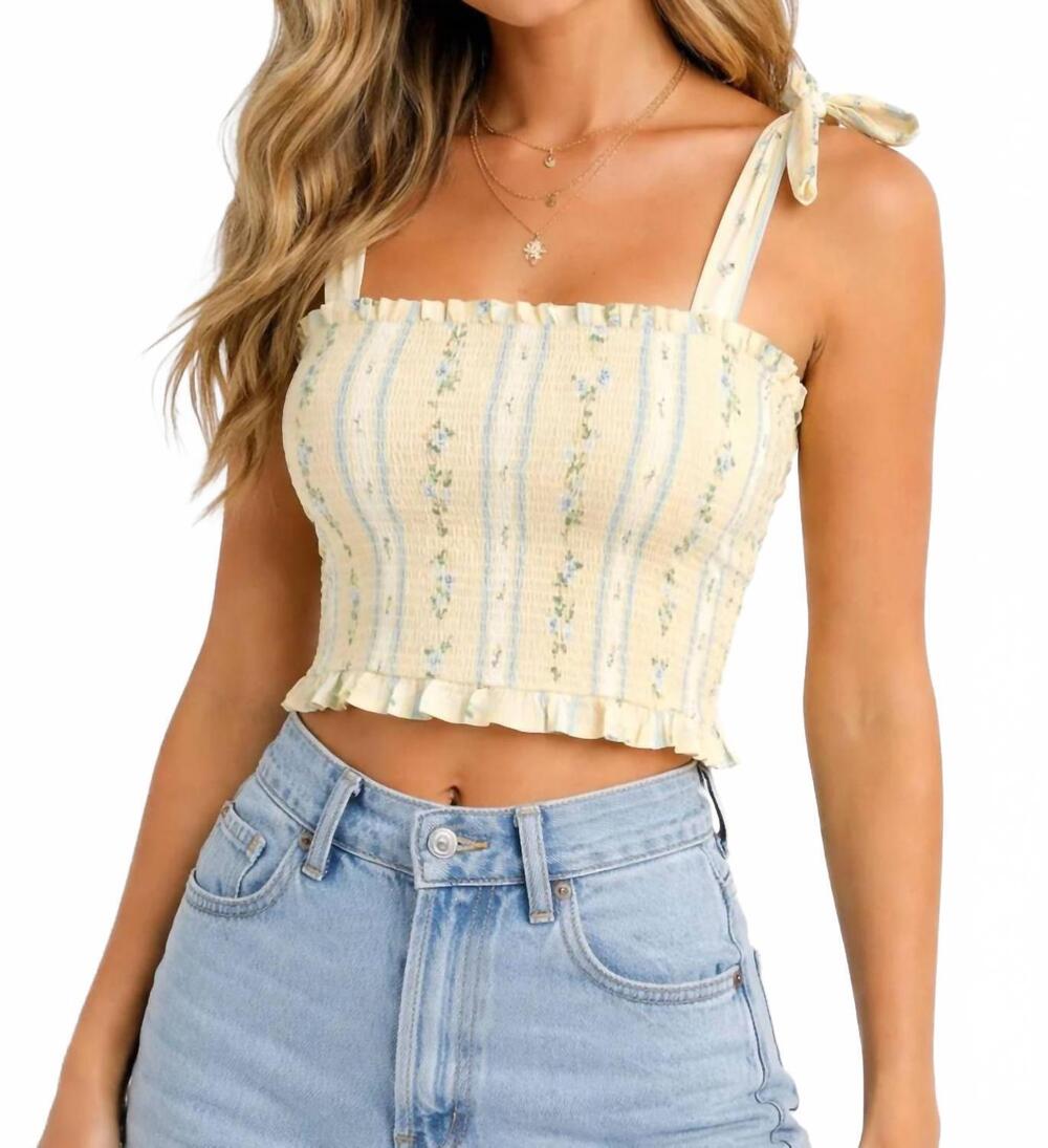 NEW BILA77 tessa smock crop top in vintage floral
